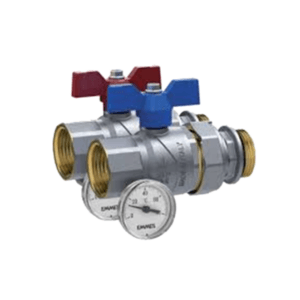 Emmeti Pair of 1" Progress Ball Valves with Temperature Gauge